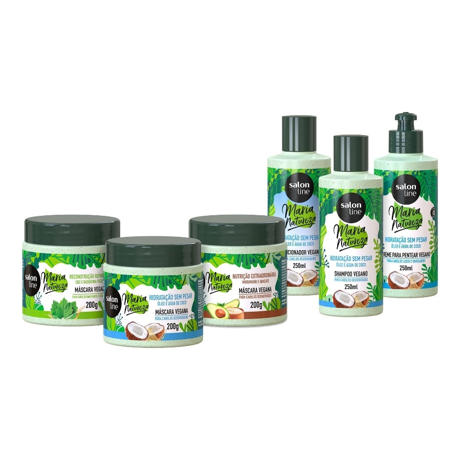 Kit Presenteavel Maria Natureza cronograma capilar + linha Hidratação Salon Line