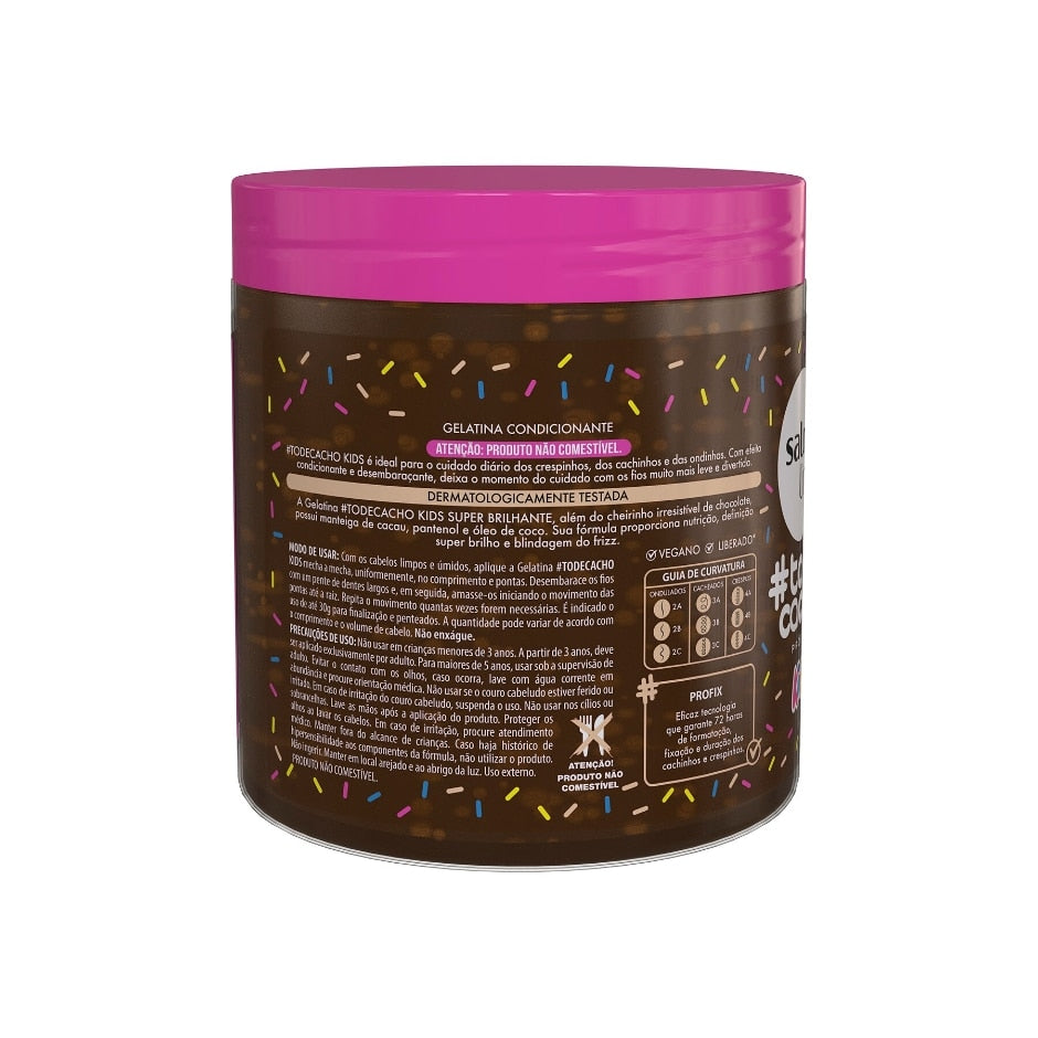 Gelatina Chocolate #todecacho Kids Super Brilhante 550g